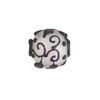 Bead, lampworked glass, opaque matte black and white with leaf and swirl design, 18mm round. Sold individually. image number 0