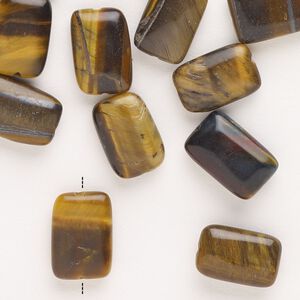 Tigereye 1pkg25, puffed rectangle bead natural 12x8mm-13x9mm
