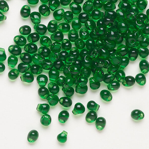 Seed bead, Miyuki, glass, pkg/250g, 4x3.4mm fringe, transparent green (DP-146). image number 0
