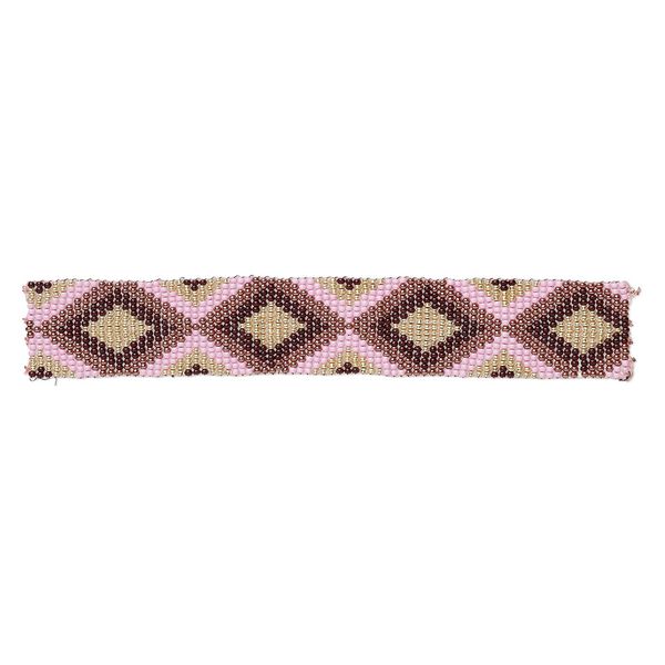 Component, glass, multicolored, 6x1-inch double-sided rectangle with diamond pattern. Sold individually. image number 0