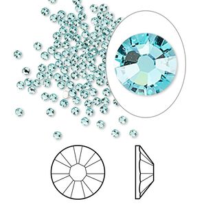 Flat back 144pk light turquoise foil back, Crystal Passions® 1.7-1.9mm rose round SS5 2058