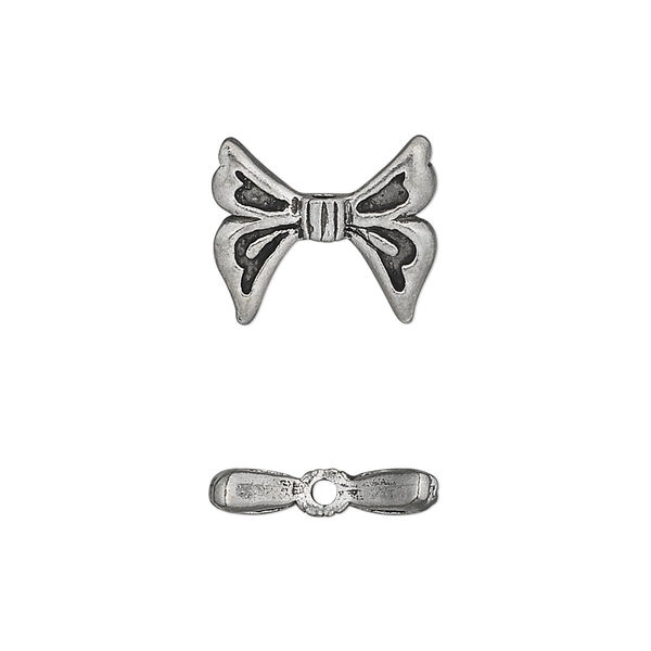Bead, antiqued pewter (tin-based alloy), 15x13mm butterfly wings. Sold per pkg of 2. image number 0