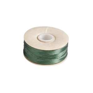 Thread, Nymo®, nylon, green, size O. Sold per 90-yard bobbin.