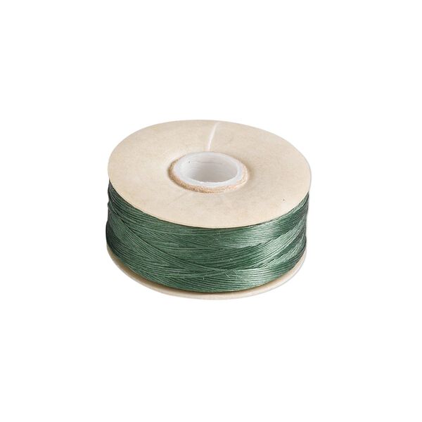 Thread, Nymo®, nylon, green, size O. Sold per 90-yard bobbin. image number 0