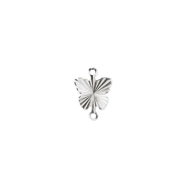 Link, silver-plated brass, 9mm diamond-cut butterfly. Sold per pkg of 100. image number 0