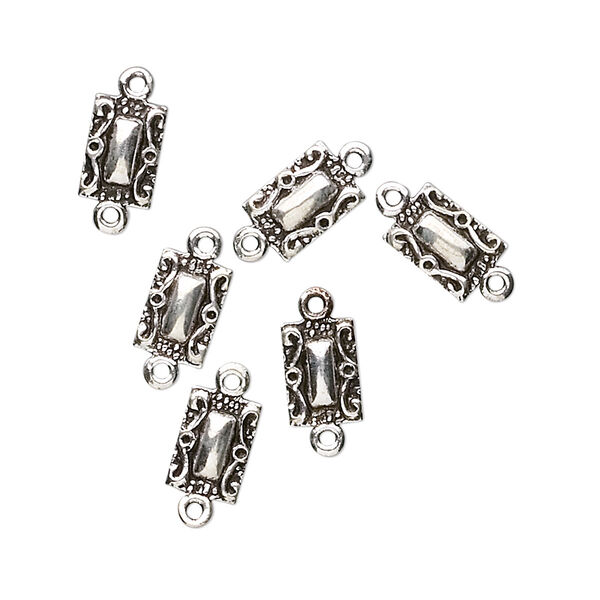 Link, antiqued sterling silver, 8x5mm rectangle. Sold per pkg of 6. image number 0