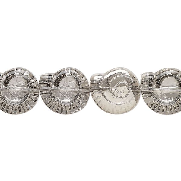 Pressed glass 1pkg1, 2-sided nautilus shell bead, 15.5-16 inch grey 12x11.5mm image number 0