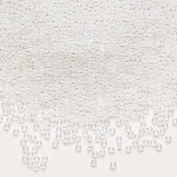 Seed bead, Miyuki, glass, pkg/250g, #15 rocaille, translucent luster opal alabaster base (RR-511). image number 0