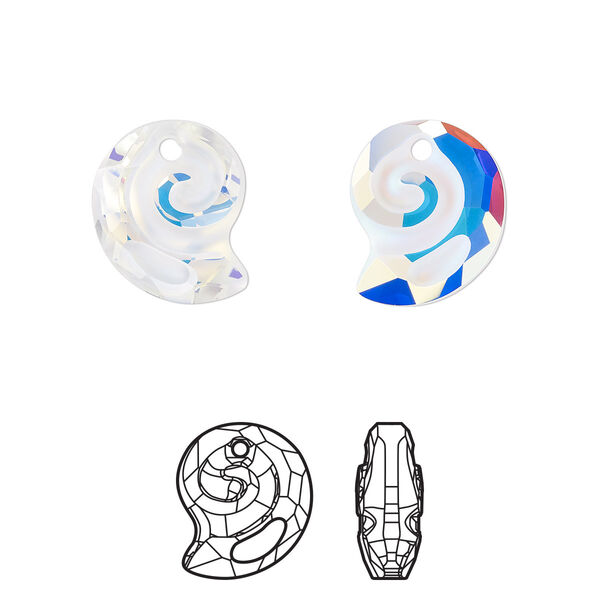 Drop 1pk crystal AB, Crystal Passions® 14x12mm pendant twist shell 6731 image number 0