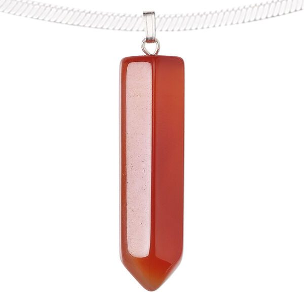 Carnelian / "pewter" (zinc-based alloy) 1pkg1, silver-plated point pendant B grade, 43x12mm image number 0