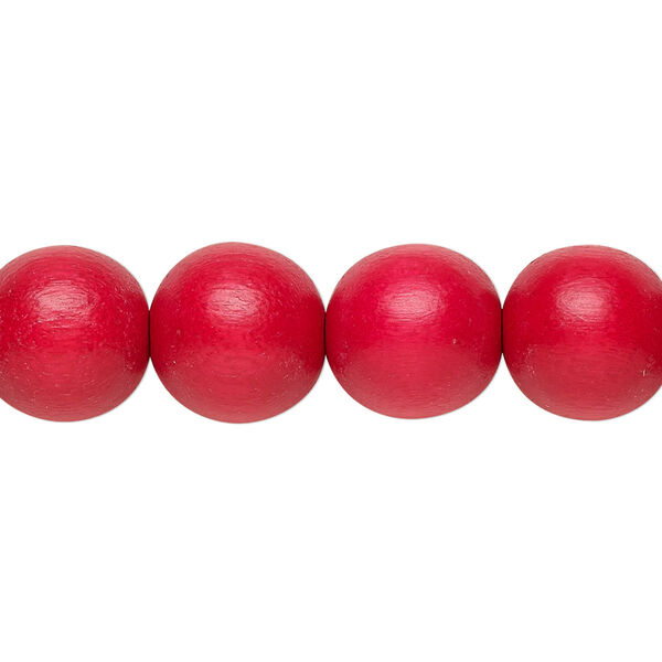 Bead, Taiwanese cheesewood (dyed / waxed), red, 11-12mm round. Sold per pkg of (2) 15-1/2" to 16" strands. image number 0