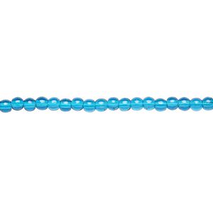 Bead, Czech glass druk, transparent dark aqua blue, 3mm round. Sold per 15-1/2" to 16" strand.