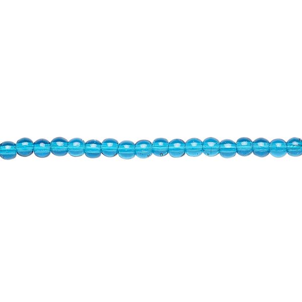 Bead, Czech glass druk, transparent dark aqua blue, 3mm round. Sold per 15-1/2" to 16" strand. image number 0