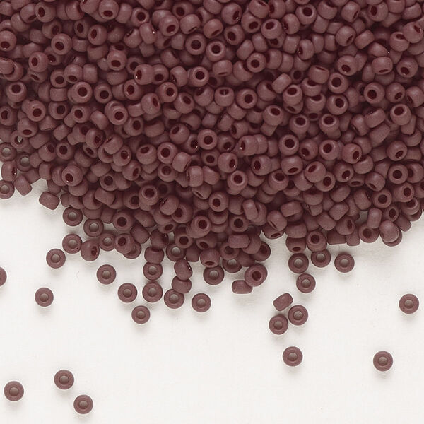 Seed bead, Miyuki, glass, pkg/25g, #11 rocaille, opaque matte espresso, (RR-409F). image number 0