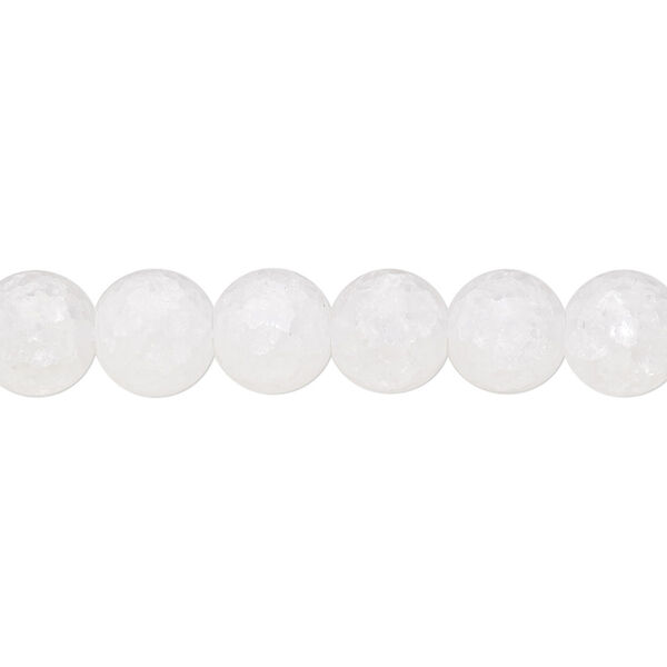 Bead, crackle glass, opaque matte white, 8mm round. Sold per 15-1/2" to 16" strand. image number 0