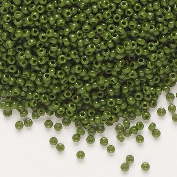 Seed bead, Miyuki, glass, pkg/250g, #11 rocaille, opaque avocado, (RR-501). image number 0