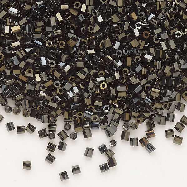 Seed bead, Dyna-Mites™, glass, pkg/40g, #11 2-cut hex, opaque iris gold, (90201 11/0 2CUT). image number 0