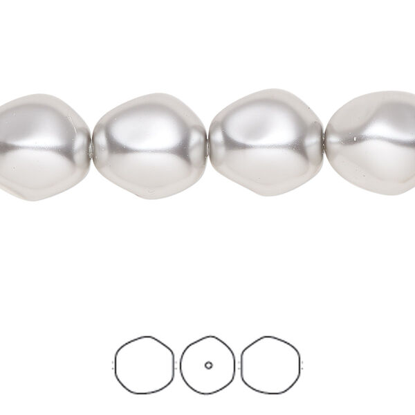 Pearl 10pk light grey, Crystal Passions® 12x11mm baroque round 5841 image number 0