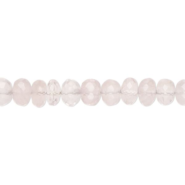 Rose quartz 1pkg1, hand-cut faceted rondelle bead 9 inch 6x3mm-7x5mm image number 0