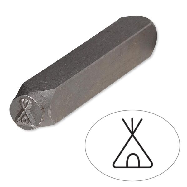 Stamp punch, tempered chrome vanadium steel, 6x5mm teepee, 2-3/4 x 3/8 inches. Sold individually. image number 0
