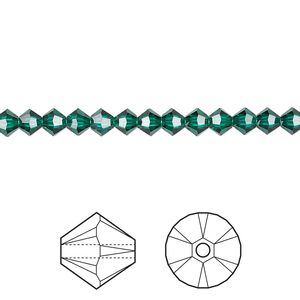 Bead 48pk emerald, Crystal Passions® 4mm bicone 5328