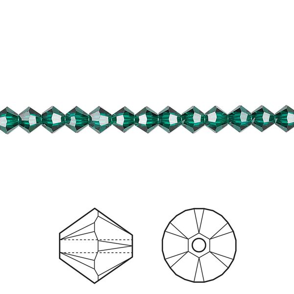Bead 48pk emerald, Crystal Passions® 4mm bicone 5328 image number 0