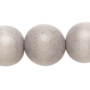 Bead, Taiwanese cheesewood (dyed / waxed), grey, 19-20mm round. Sold per 15-1/2" to 16" strand.