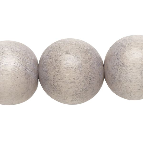 Bead, Taiwanese cheesewood (dyed / waxed), grey, 19-20mm round. Sold per 15-1/2" to 16" strand. image number 0