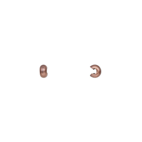Crimp cover, antique copper-plated brass, 3mm smooth round. Sold per pkg of 500. image number 0