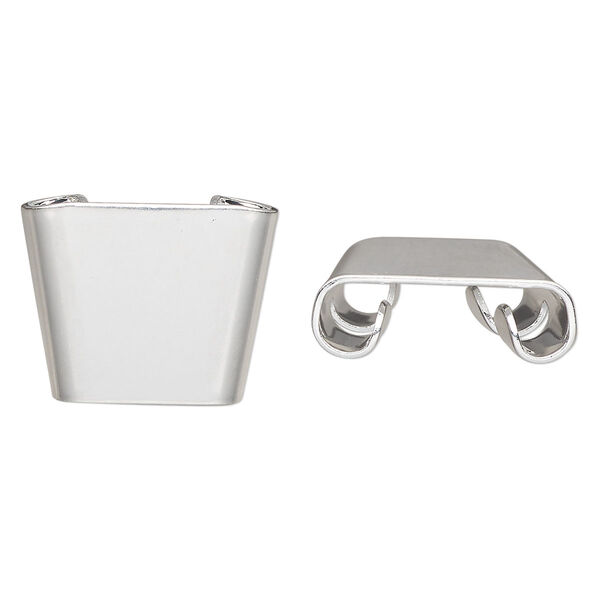 Bolo slide, silver-plated steel, 19x14.5mm, fits 3-4mm cord. Sold per pkg of 10. image number 0