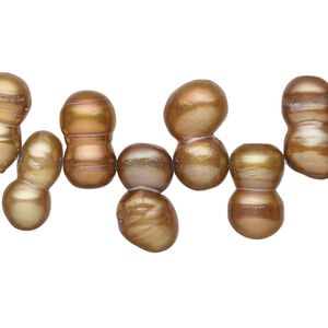 Freshwater pearl 1pkg1, top-drilled freeform, 14 inch iris gold 9x6mm-14x7mm cultured