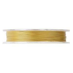 Beading wire, Tigertail™, nylon-coated stainless steel, gold, 7 strand, 0.015-inch diameter. Sold per 100-foot spool.
