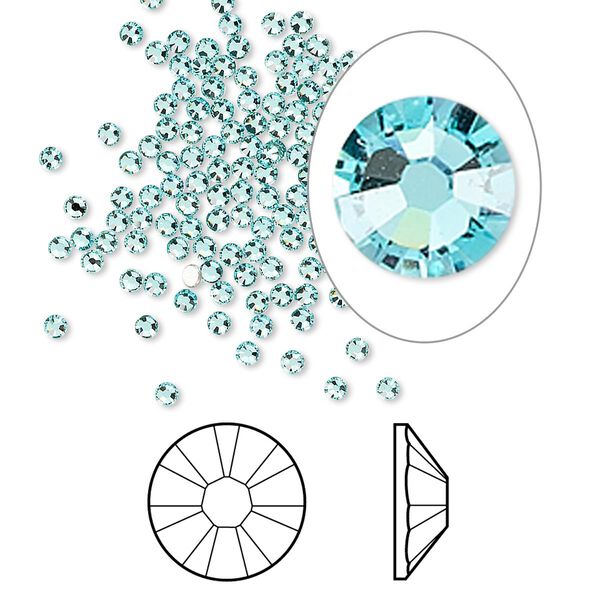 Flat back 144pk light turquoise foil back, Crystal Passions® 1.7-1.9mm rose round SS5 2058 image number 0