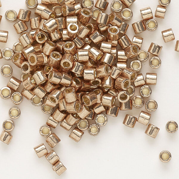Seed bead, Delica®, glass, pkg/50g, #8 round, Duracoat® opaque galvanized champagne (DBL-1834). image number 0