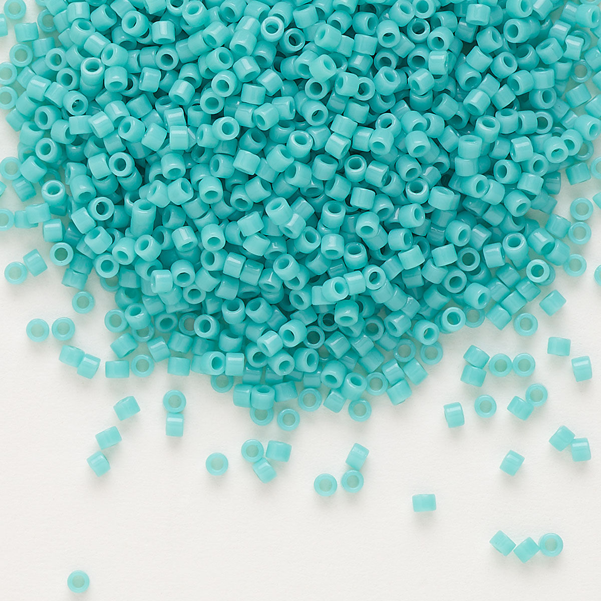 Seed bead, Delica®, glass, opaque turquoise green, (DB0729), 11 round