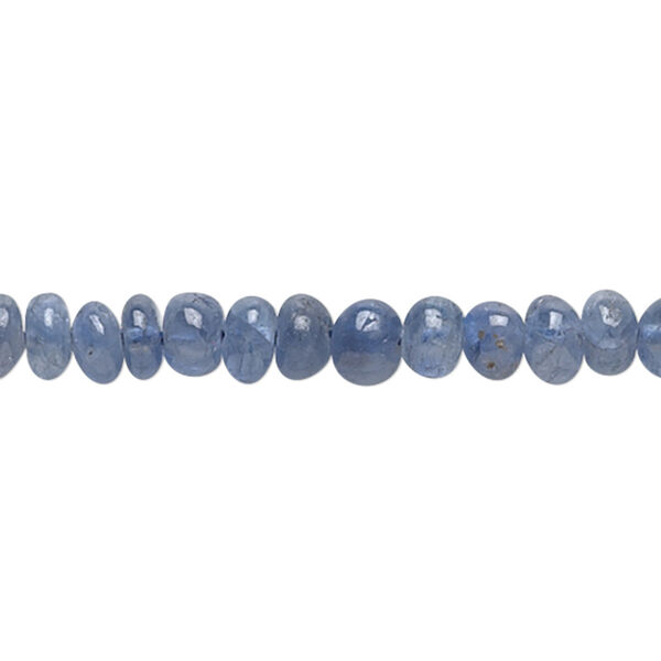 Bead, sapphire (heated), 2x1mm-4x2mm graduated hand-cut rondelle, B- grade, Mohs hardness 9. Sold per 15-1/2" to 16" strand. image number 0