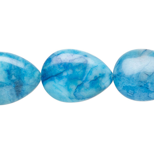 Bead, crazy lace agate (dyed), blue, 20x15mm teardrop, B grade, Mohs hardness 6-1/2 to 7. Sold per 15-1/2" to 16" strand. image number 0