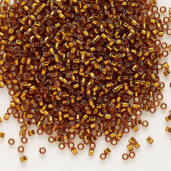 Seed bead, Delica®, glass, pkg/250g, #11 round, transparent silver-lined dark topaz (DB-0144). image number 0