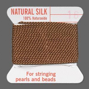 Thread, Griffin, silk, brown, size #16. Sold per 2-meter card (approximately 78 inches).