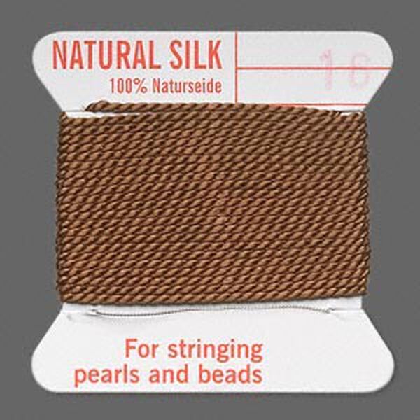 Thread, Griffin, silk, brown, size #16. Sold per 2-meter card (approximately 78 inches). image number 0