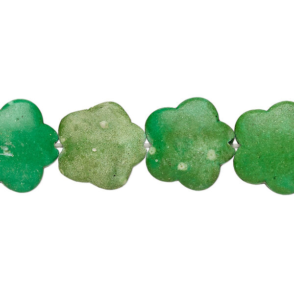 Bead, "turquoise" (resin) (imitation), apple green and kelly green, 14x14mm-15x15mm puffed flower. Sold per 15-inch strand. image number 0