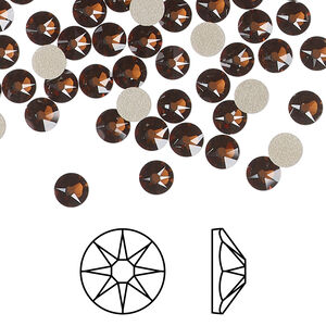 Flat back 1pkg144 smoked topaz foil back, Crystal Passions® Regenerated 4.6-4.8mm rose round SS20 2088