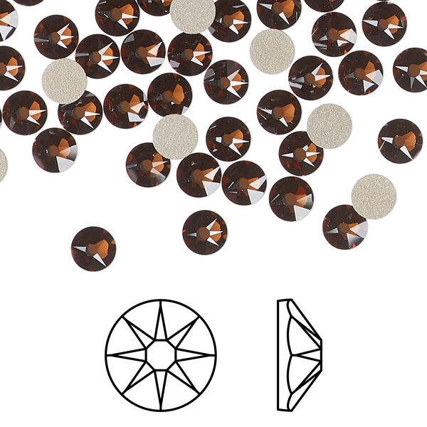 Flat back 1pkg144 smoked topaz foil back, Crystal Passions® Regenerated 4.6-4.8mm rose round SS20 2088 image number 0