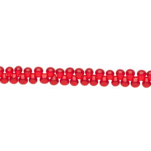 Seed bead, Miyuki, glass, pkg/250g, 3.3x2.8mm mini fringe, transparent red, (DP-140).