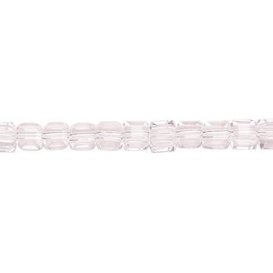Bead 1pk 18 facets transparent pink, Celestial Crystal® 4mm cube 15.5-16 inch