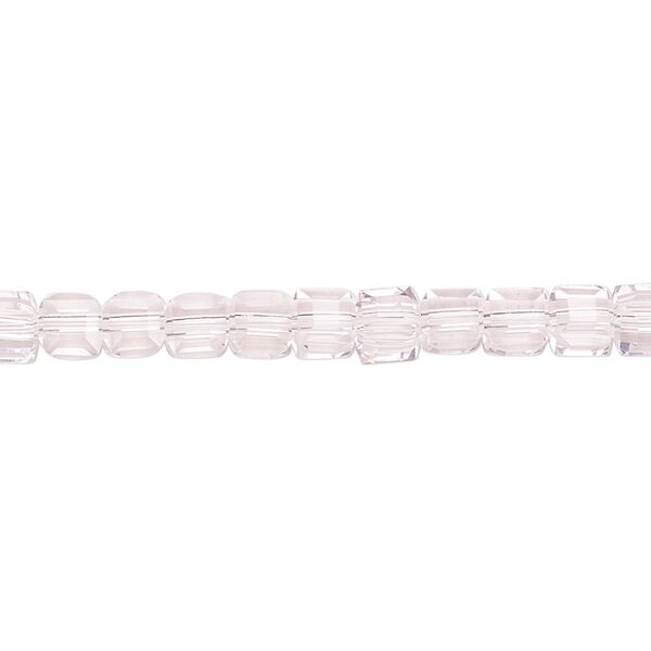 Bead 1pk 18 facets transparent pink, Celestial Crystal® 4mm cube 15.5-16 inch image number 0