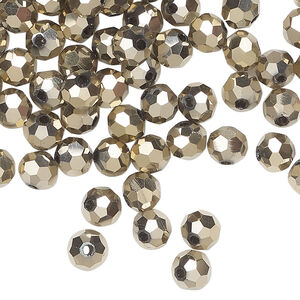 Bead 144pk opaque crystal aurum 2X, Celestial Crystal® 6mm round