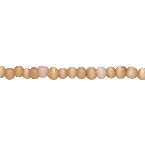 Bead, cat's eye glass (fiber optic glass), dark orange-brown, 3-4mm round, economy grade. Sold per 15-inch strand. image number 0