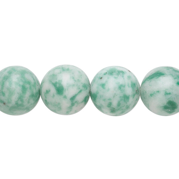Bead, Ching Hai "jade" (dolomite and fuchsite) (natural), 12mm round, B grade, Mohs hardness 3-1/2 to 4. Sold per 15-1/2" to 16" strand. image number 0