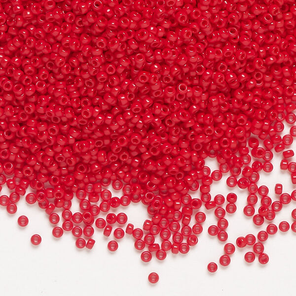 Seed bead, Miyuki, glass, pkg/250g, #15 rocaille, opaque red (RR-408). image number 0